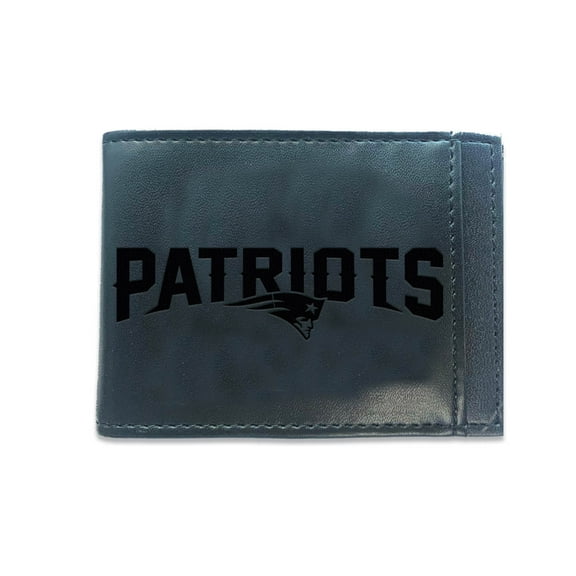 Black New England Patriots Hybrid Leather Front Pocket Bi-Fold Wallet with Money Clip