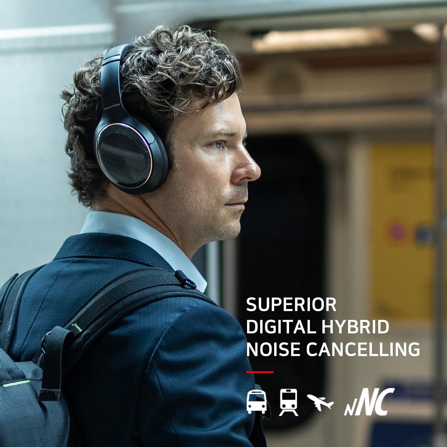 Phiaton Legacy 900 Digital Hybrid Active Noise Cancelling Headphones with Microphone, Touch Controls, Extra Bass, Memory Foam Earpads, Wireless AptX Bluetooth Over Ears Headphones, 43 Hours of Playbac