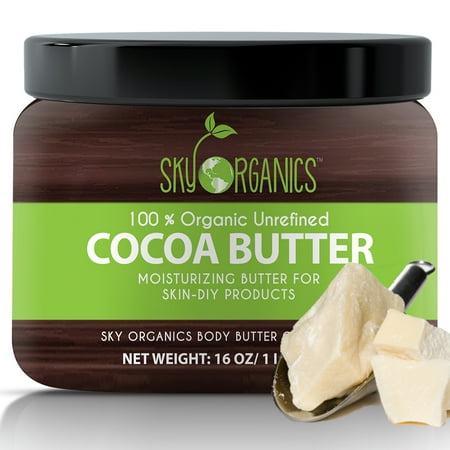 Passion Nourishing Hand Butter Organic Cocoa Butter By Sky Organics: Unrefined, 100% Pure Raw Cocoa Butter 16oz – Skin Nourishing, Moisturizing & Healing, for Dry Skin, Stretch Marks - For Skin Care, Hair Care & DIY Recipes ()