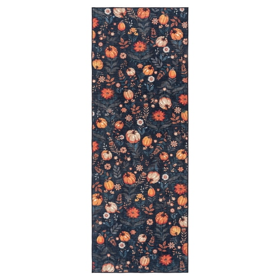 Pumpkin Toss Printed Runner, 2'6"x7', Polyester pile