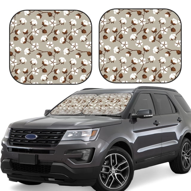 Vsdgher Cotton Tree Print Car Windshield Sun Shade, Reflective Sunshade Window Sunshade Sun Visor Protector Fit for Cars,Trucks,SUVs-Small