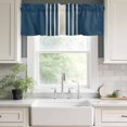 thumbnail image 4 of Navy Blue Beige Striped Kitchen Valances for Windows, Modern Farmhouse Retro Lines Bathroom Window Valances 42x12 Inch Rod Pocket Window Treatments Valance Curtains for Living Room Bedroom Decor, 4 of 9