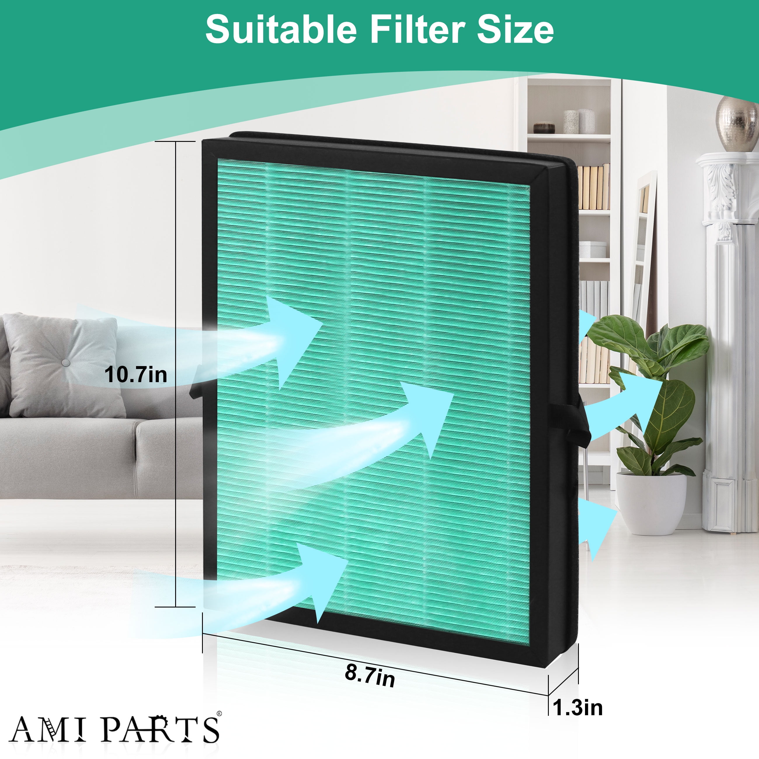 AMI PARTS Mk04 3-in-1 True Hepa Filter Replacement Air Filter For Aroeve Mk04 Mg04Jh Air Purifier