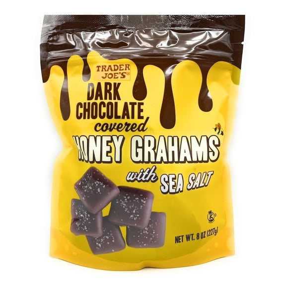Dark Chocolate Covered Honey Grahams with Sea Salt, Trader Joe’s 8oz/227g – (Pack of 1)