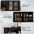 thumbnail image 4 of CBJCBJ 47.6" Storage Cabinets with 4 Arched Glass Doors, Side Board Buffet Cabinet for Living Room, Black, 4 of 8