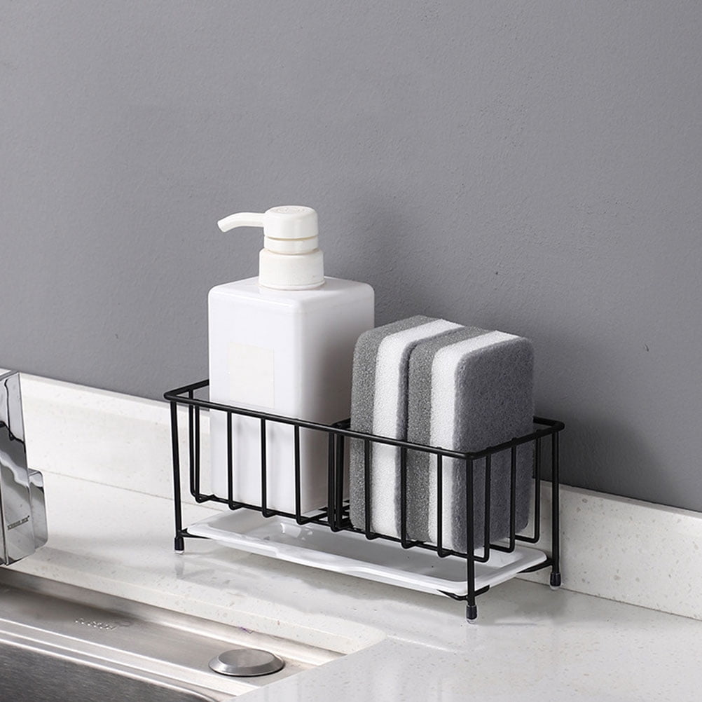 2 Pieces Sponge Tray Kitchen Essential Water Trough Rack Drain Basket Wire Ball Storage Metal Serving Soap Dispenser