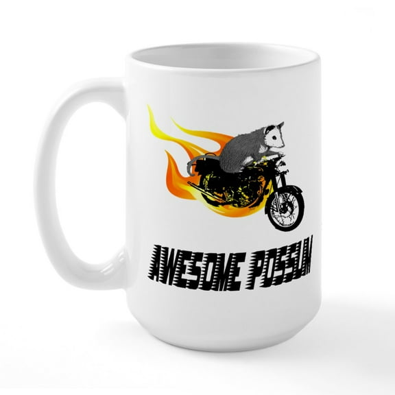 CafePress - Flaming Awesome Possum Large Mug - 15 oz Ceramic Large White Novelty Mug