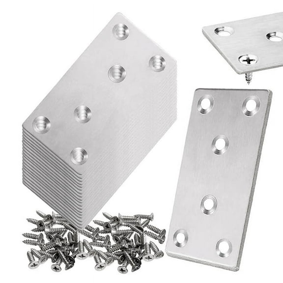20Pack 3x1.5Inch Flat Mending Plates Bracket,Stainless Steel Joining Repair Fixing Bracket for Fence