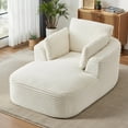 thumbnail image 6 of QNACPY 45"W Oversized Chaise Lounge Chair Indoor Sofa Bed, Comfy Boneless Cloud Couch with Corduroy Upholstery, Deep Seat Sleeper Couches for Living Room, Bedroom, Apartment, Reading,Beige, 6 of 8