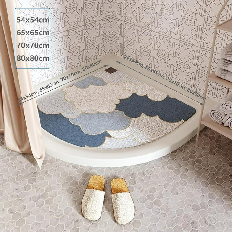 Corner Shower Mat, 54X54Cm Curved Non Slip Anti-Mould Bath Mat, Quadrant Rubber | UK