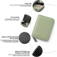 thumbnail image 3 of Light GreenGenuine Leather Women Wallet, Ladies Zipper Coin Purse, Female Card Holder with RFID Blocking, 3 of 5