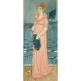 thumbnail image 3 of Edwin Austin Abbey 12x24 Black Modern Framed Museum Art Print Titled - Unidentified Illustration of Woman on a Beach, Ship In&nbsp;Distance, 3 of 5