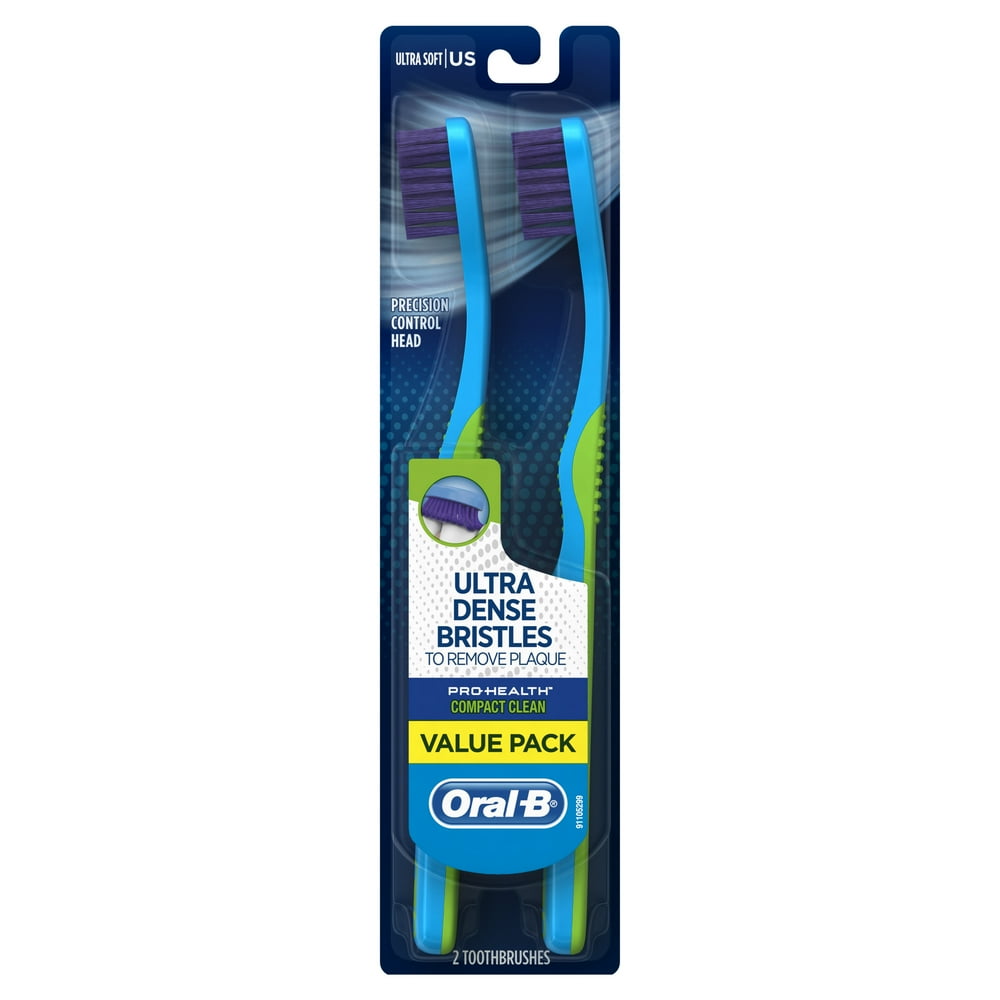 OralB ProHealth Compact Clean Toothbrushes, Ultra Soft, 2 ct