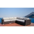 thumbnail image 4 of Living Source International 5-Piece Wicker/Rattan Sectional Set - Espresso/Beige, 4 of 5