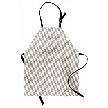 Retro Apron Diagonally Narrow Stripes Geometrical Classical Inspired Lines Pattern Simple Print, Unisex Kitchen Bib Apron with Adjustable Neck for Cooking Baking Gardening, Cocoa White, by Ambesonne
