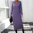 thumbnail image 2 of IROINNID Bodycon Dress for Women Style Button Knitted V-neck Knee Length Sexy Sweater Dress,Purple, 2 of 4