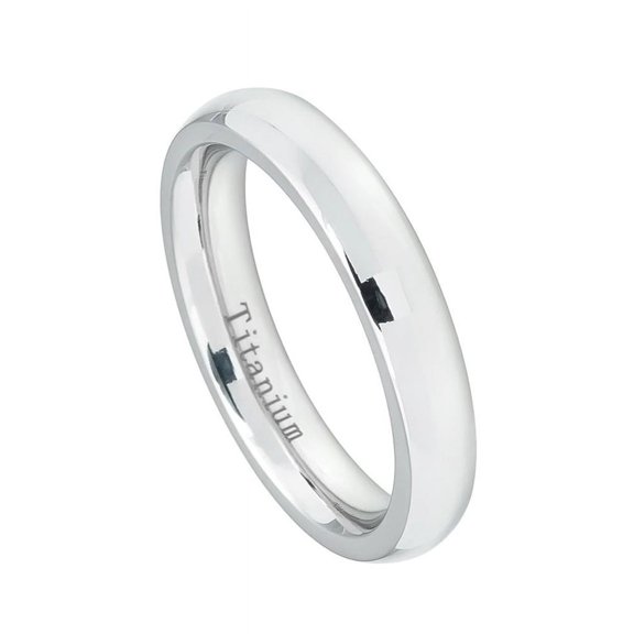 4mm White Titanium High Polish Classic Domed Wedding Band Ring For Men Or Ladies
