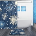 thumbnail image 2 of Bath Curtain & Non-Slip Bath Mat Set 12-Grommet Shower Curtain Memory Foam Bath Rug Stylized Fireworks, 2 of 8