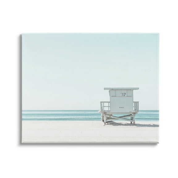 Stupell Industries Sun Bleached Blue Coast Lifeguard Shelter Summer Photography, 48 x 36, Design by Leah Straatsma
