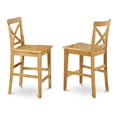thumbnail image 2 of East West Furniture Pub 10" Wood X-Back Bar Stools in Oak (Set of 2), 2 of 2