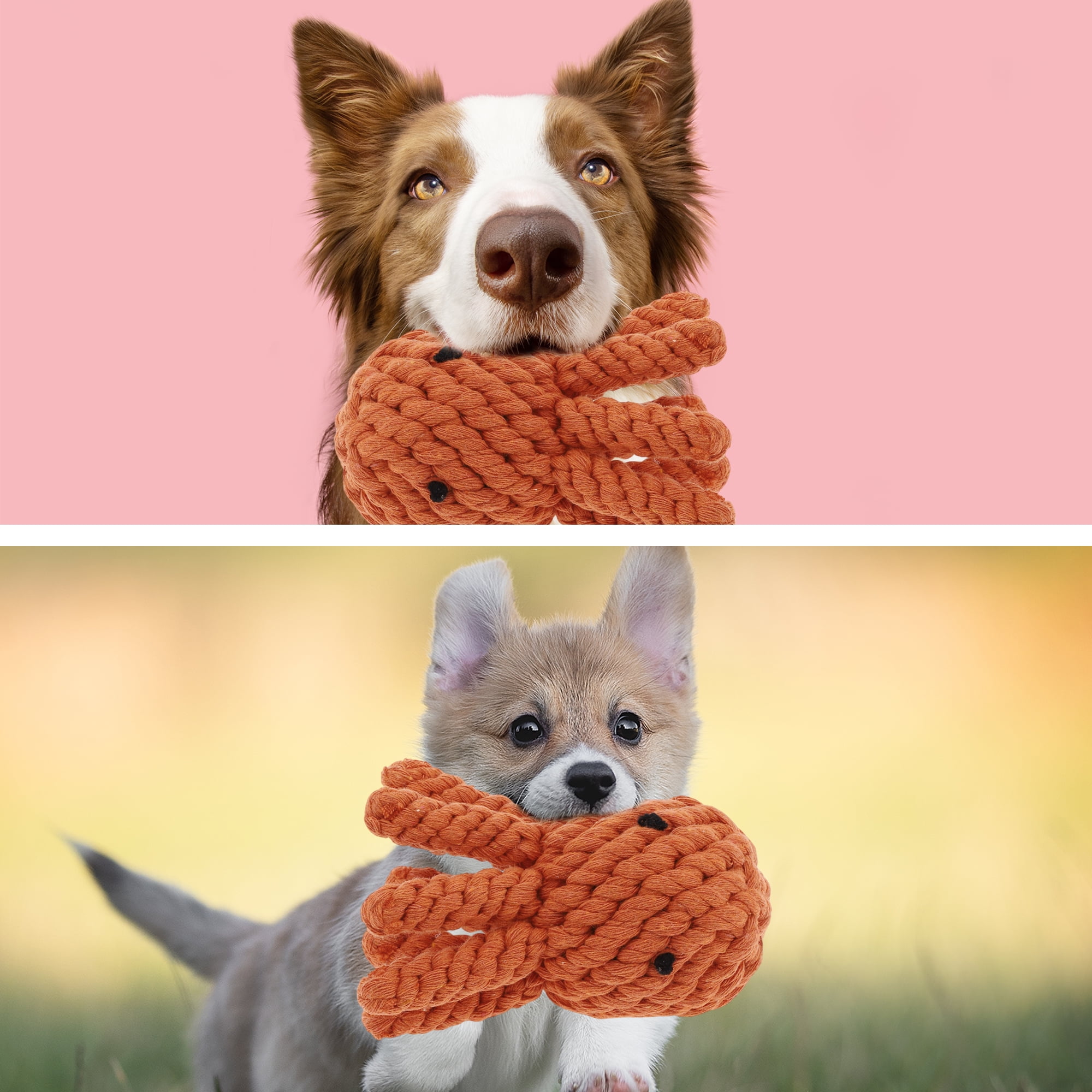 Unique Bargains Durable Cotton Teeth Cleaning Octopus Shape Dog Chew Rope Orange