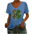 thumbnail image 3 of lcziwo Women's St. Patrick's Day Shirts Casual Cotton Comfy U Neck Lucky Clover Graphic Tee Tops 2025 Summer Short Sleeve Irish Shirt Blue S Back to School Sales, 3 of 5
