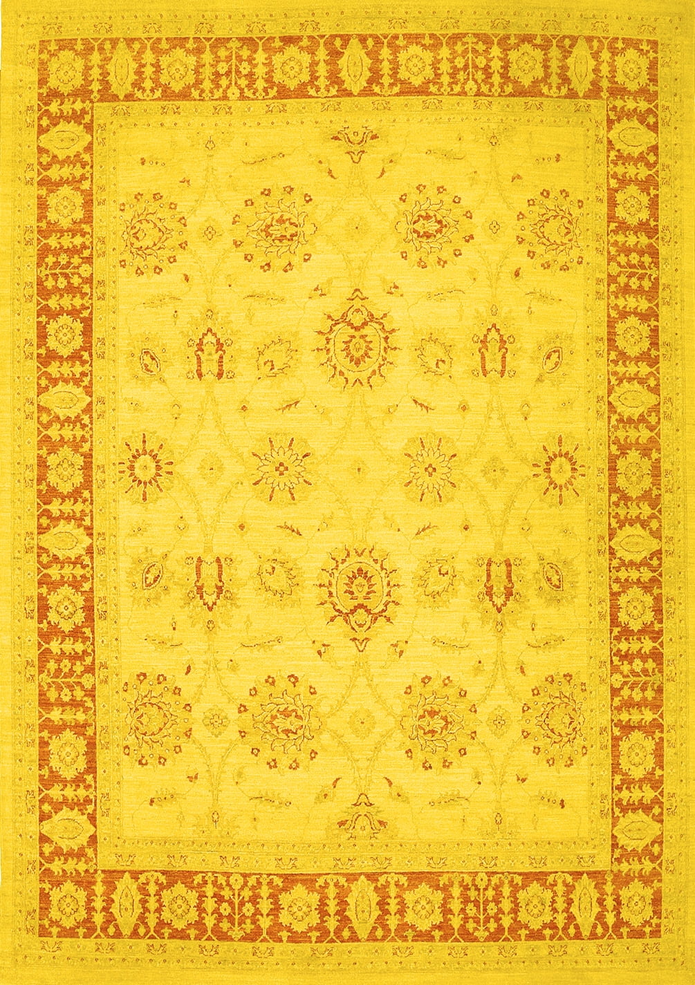 Yellow Rectangular Rug Ahgly Company Machine Washable Indoor Rectangle Oriental Yellow ...