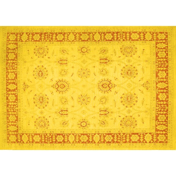 Ahgly Company Indoor Rectangle Oriental Yellow Traditional Area Rugs, 7' x 9'