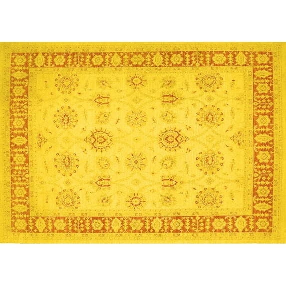 Ahgly Company Indoor Rectangle Oriental Yellow Traditional Area Rugs, 7' x 9'