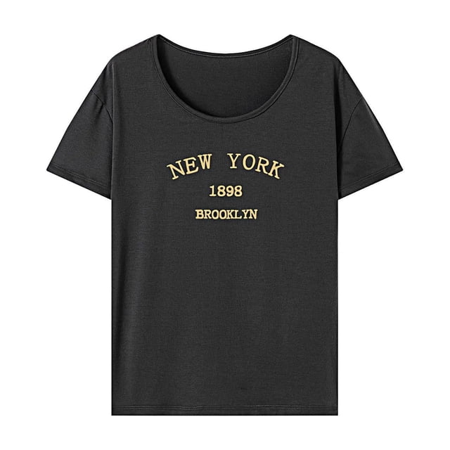 Camiseta de mujer Yuyangstore suave de verano cuello redondo L