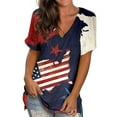 thumbnail image 1 of Blouse d'Été Grande Taille à Manches Courtes pour Femmes Col Rond Imprimé T-Shirts Manches Courtes T-Shirt Blouse Ample Hauts Col en V T-Shirt Femmes en Liquidation, 1 of 5