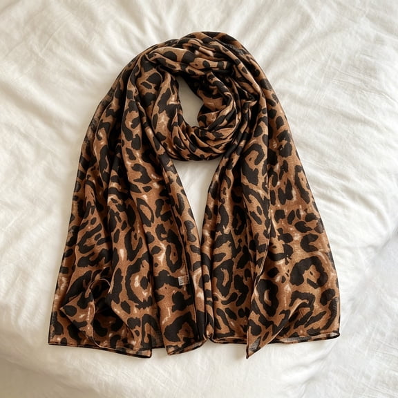 LILIYA Leopard Print Shawls and Wraps for Womens Hijab Scarf Voile Sheer Beach Scarves Sunscreen Head Shawl for Autumn and Winter