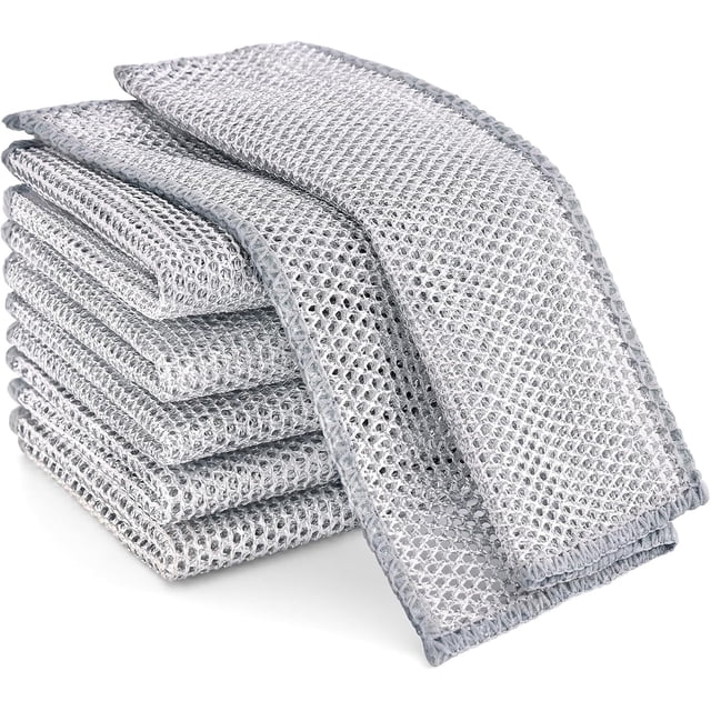Woeilo 6 Pack Multipurpose Wire Dishwashing Rag, Double-Layer Steel Non Scratch Wire Dishcloth, Powerful Cleaning Wire Washing Cloth for Kitchen