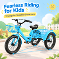 thumbnail image 6 of Kids Tricycle for Boys Ages 4-9, Akaber 16" Tricycle for Kids with 2 Storage Baskets, Dual Handbrake, Blue, 6 of 8