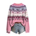 thumbnail image 7 of Fair Isle Knit Sweater for Women Lightweight Slim Fit Pullover Fall Winter Cute Casual Fashion Tops XL, 7 of 7