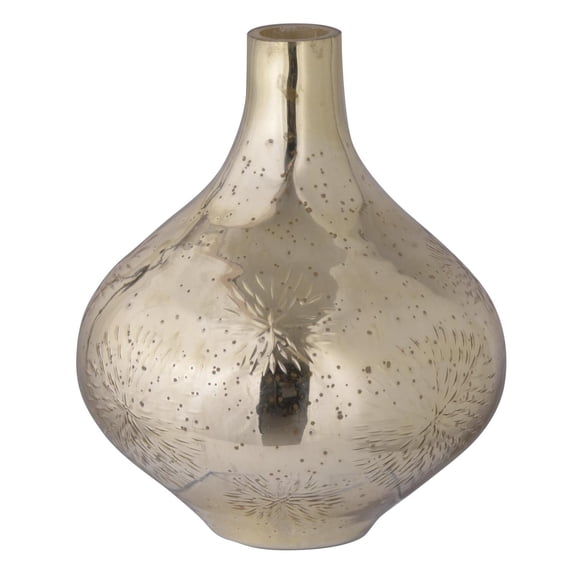 A&B Home 10.5" Dashelle Floral-Cut Vase-Color:Gold,Style:Urban Industrial