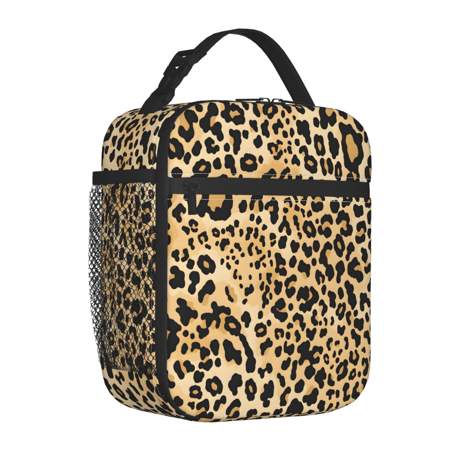 Lunch Bag For Women Men Insulated Portable Lunch Box Bento Box Office Picnic Travel Cooler Bag Leopard Print Pattern Background_1