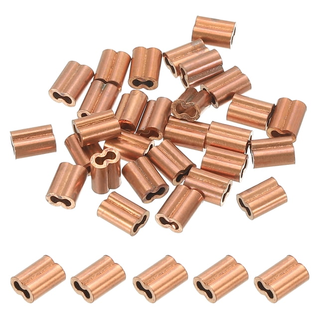 Unique Bargains M1.0(1/25") Copper Crimping Loop Sleeve Wire Rope Sleeve Cable for Cable Ferrule Wire Rope 100Pcs