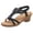 Black, variant on Women's Low Wedge Heels Summer Platform Sandals Elastic Ankle Strap Open Toe Flower Shoes Party Dress Sandal Beige Size 6.5