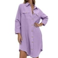thumbnail image 2 of HAOTAGS Womens Oversized Button Down Shirts, Loose Fit Long Sleeve Casual Collared Blouse Tops Purple XL, 2 of 9