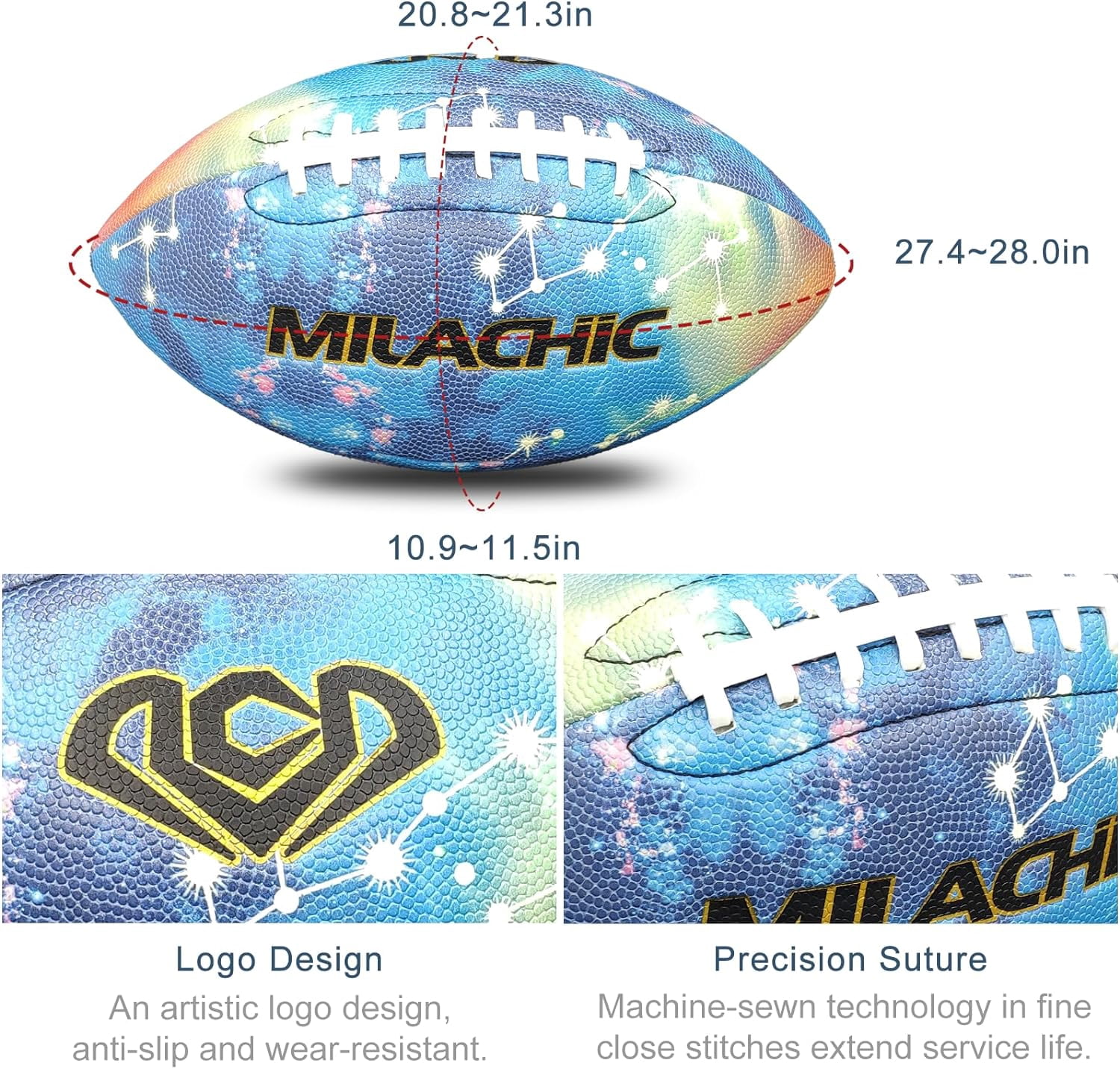 Football Glow in The Dark Football Size 9 & Youth Size 6, Luminous Glowing Football Super Grip Composite Leather Football Balls with Pump and Ball Carry Bag