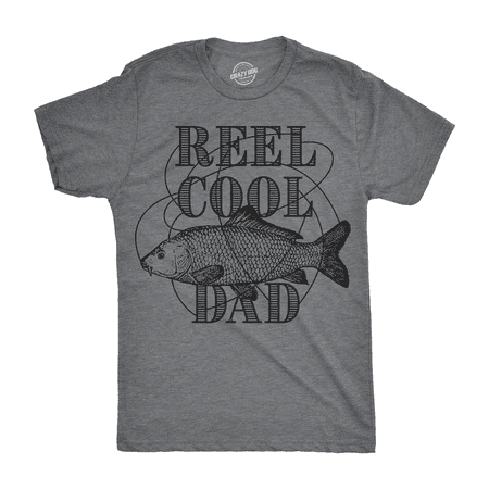 Mens Reel Cool Dad T shirt Funny Fathers Day Fishing Gift for Husband Fisherman (Dark Heather Grey) - XL Graphic Tees