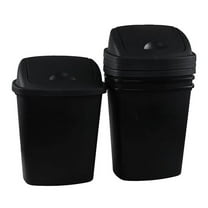 4 Pack 8 Gallon Medium Trash Can with Lid, Plastic Top Garbage Can, Black Waste Bin Waste Basket for Bathroom, Kitchen, Bedroom, Office,