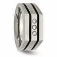 thumbnail image 5 of Primal Steel Titanium Brushed and Black IP-plated Cubic Zirconia Ring, 5 of 10