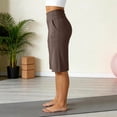 thumbnail image 3 of Women's Bermuda Long Shorts Knee Length High Rise Athletic Shorts Pull On Workout Walking Golf Running Summer Brown 2XL, 3 of 6