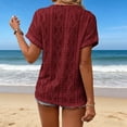 thumbnail image 5 of PIWHJQK Women Casual Short Sleeve T Shirt Blouses Women V-neck Solid Tee Top Casual Button Summer Fashion Style Summer Outfits, 5 of 6