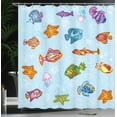 thumbnail image 4 of Ambesonne Ocean Shower Curtain, Navy Nautical Life Sea, 69"Wx75"L, Multicolor, 4 of 5