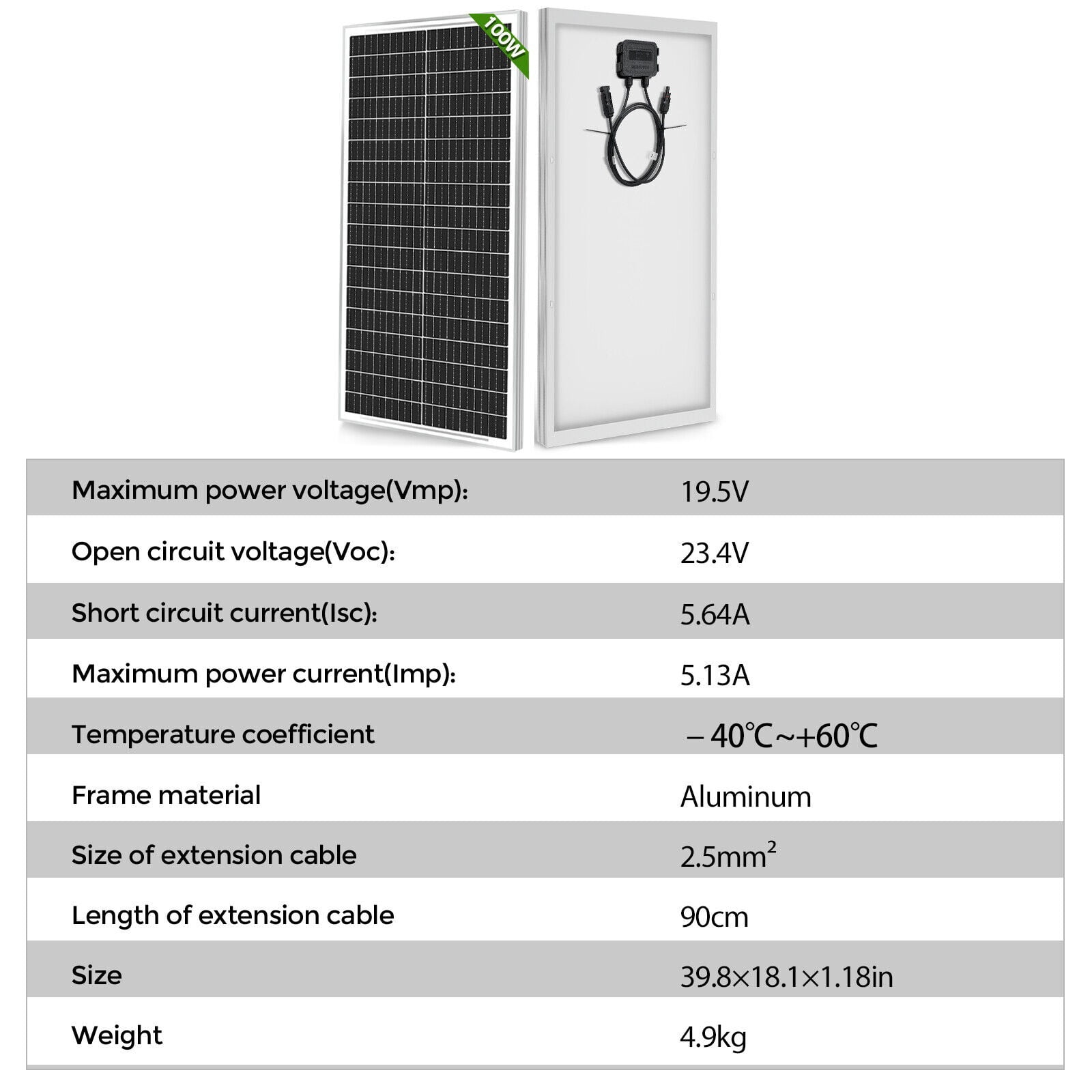 RVPOZWER 500W Solar Panel 5pcs 100 Watt 12 Volt, High-Efficiency Monocrystalline PV Module Power Charger for RV Marine Rooftop Farm Battery Off-Grid Applications, 5pcs 100W Solar Panel