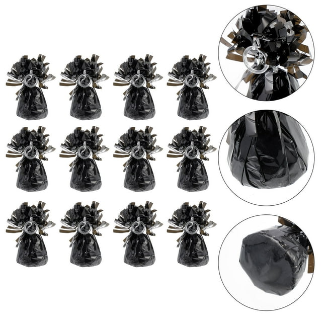 WEUVEB 12Pcs Balloon Weight Block in Black Reusable Balloon Pendant for Wedding Parties