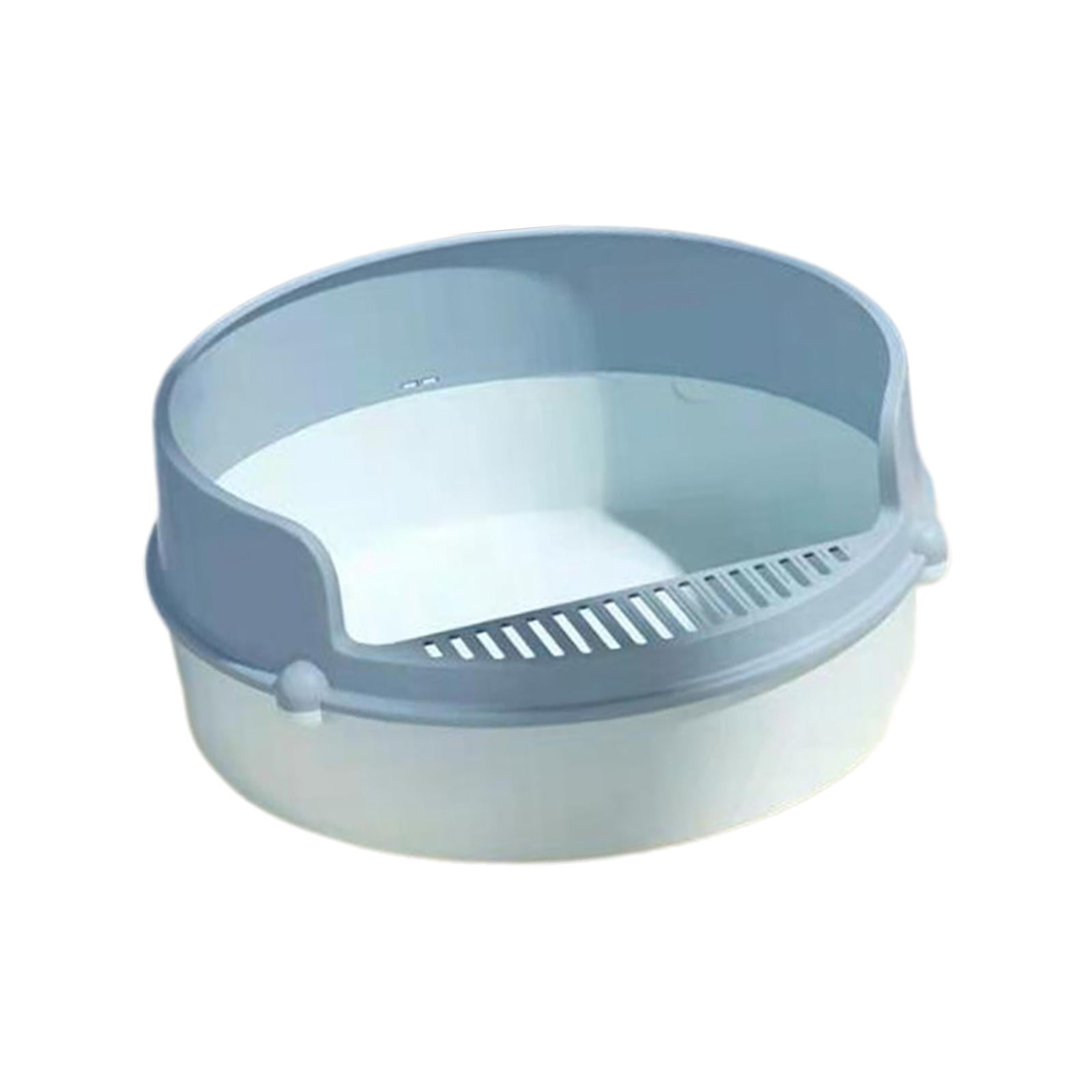 Cat Heighten Deep Toilet Bedpan Circular Design Open Splashing Easy to Clean Portable Pet Litter Tray for Rabbit Small Dogs Blue